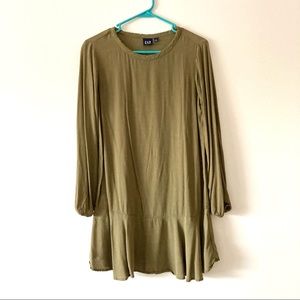 GAP Olive Flounce Dress Size S